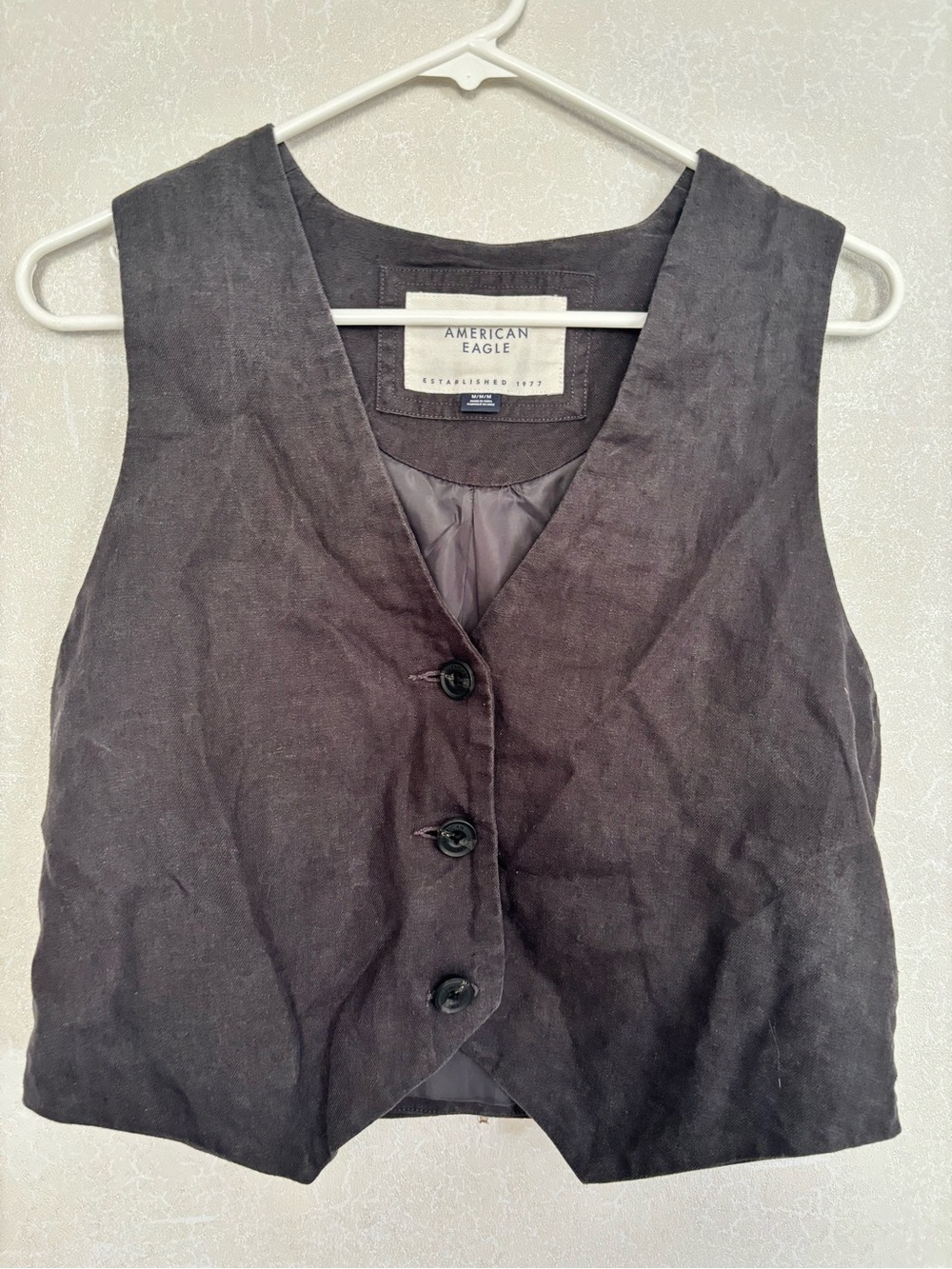 American Eagle black charcoal women’s vest Med